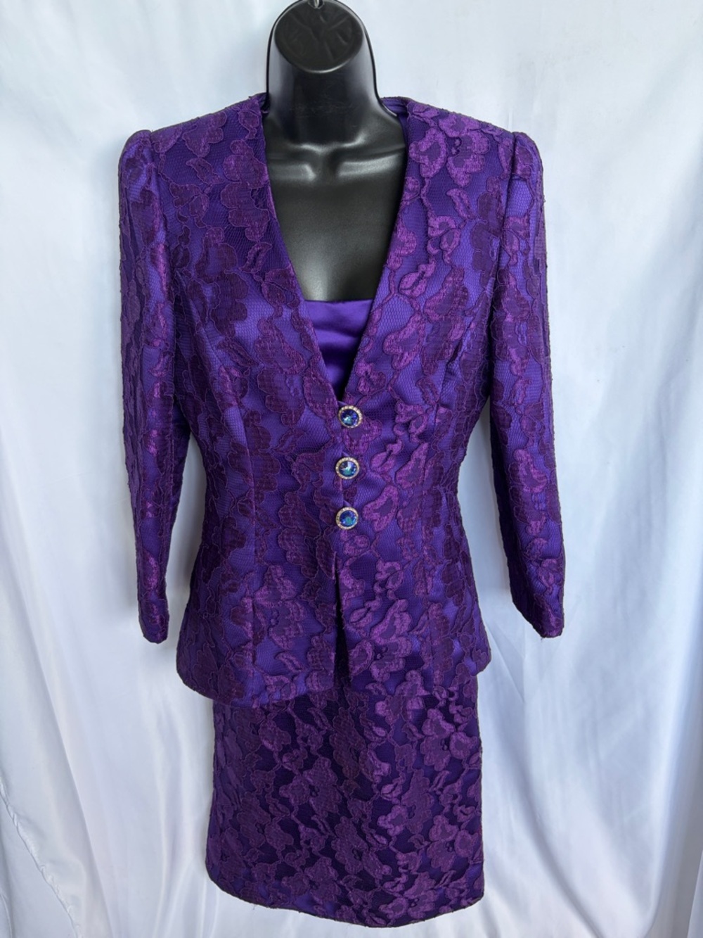 Ursula Mother of the bride dress, 2-pc dress & jacket, lace, vintage, sz 6